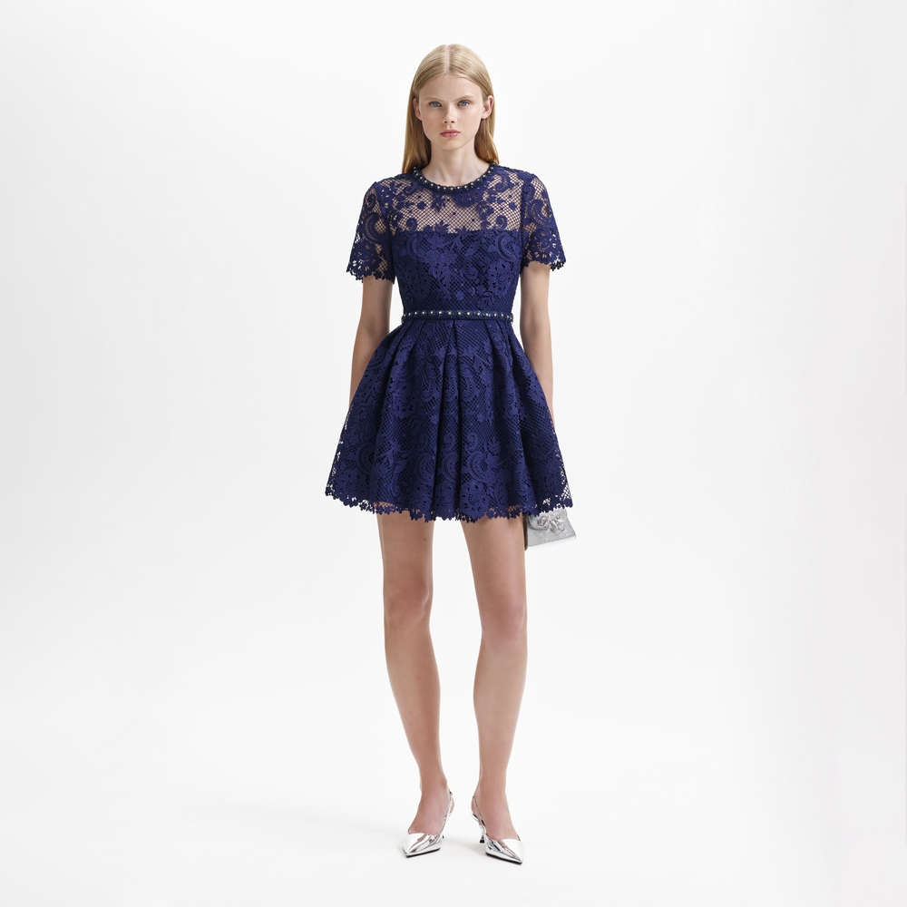 Self Portrait Lace Embellished Mini Dress